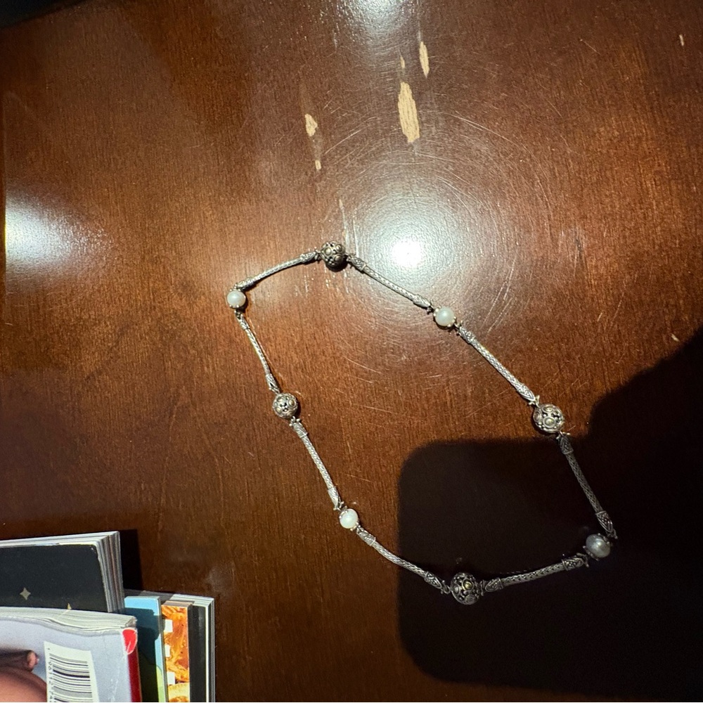 John hardy necklace silver and pearl accent